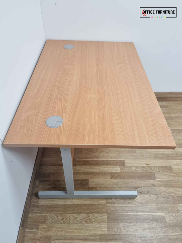 Beech Straight Desk with Two-Drawer Pedestal (120cm x 80cm)