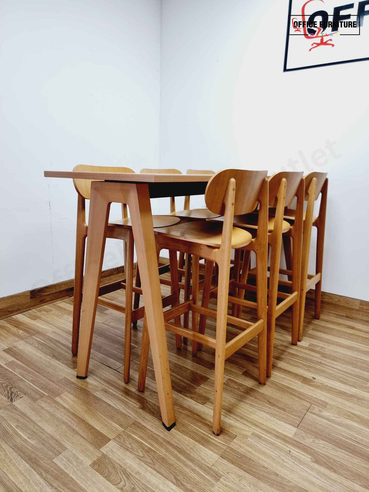 Six Person Steelcase High Bar Table with Modus Stools