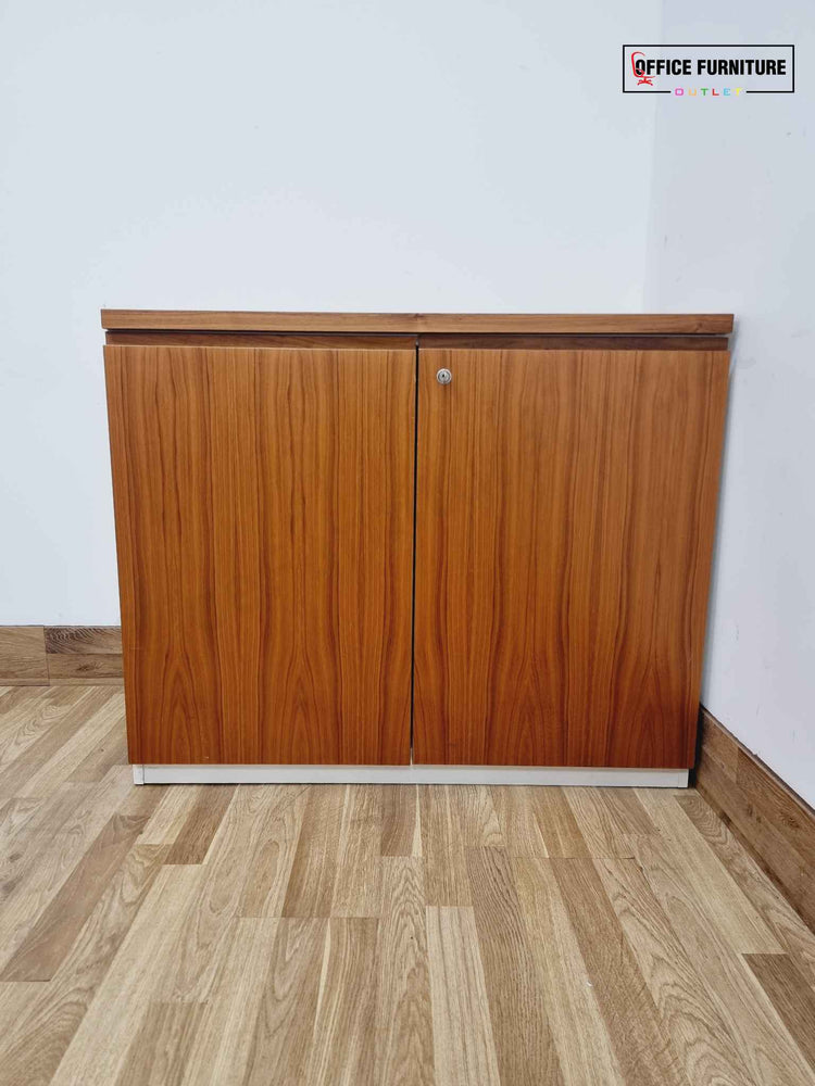Walnut & White Low-Level Storage Cabinet