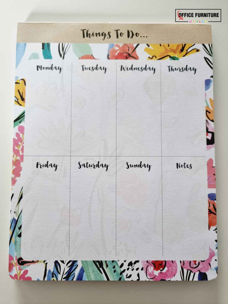 Weekly Planner Pad - White / Floral (WP03)