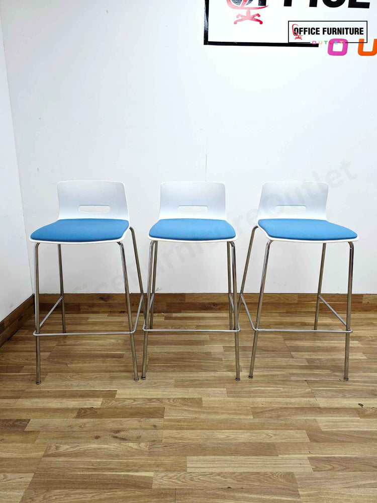 Allermuir White & Blue Bar Stool - Set of 3