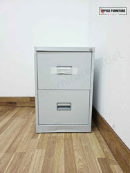 Two Drawer Grey Metal Filing Cabinet (Grade B) (ST38)