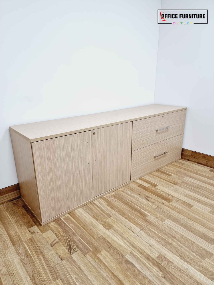 Brand New Low Double Door Storage Cabinet - Sand Zebrano