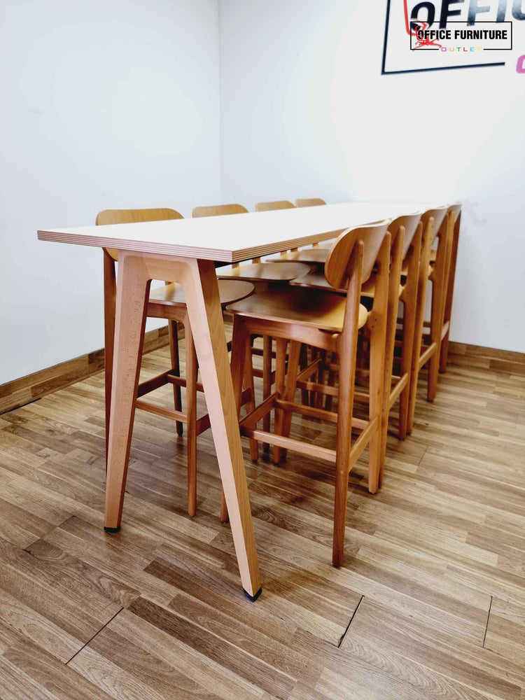 Eight Person Steelcase High Bar Table with Modus Stools
