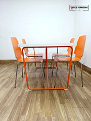 IKEA Rydeback Table with 4 Vilmar Chairs – Orange & White Set