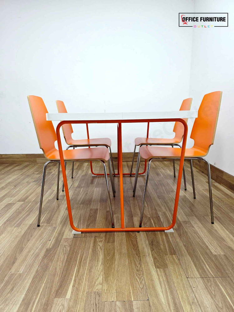 IKEA Rydeback Table with 4 Vilmar Chairs – Orange & White Set