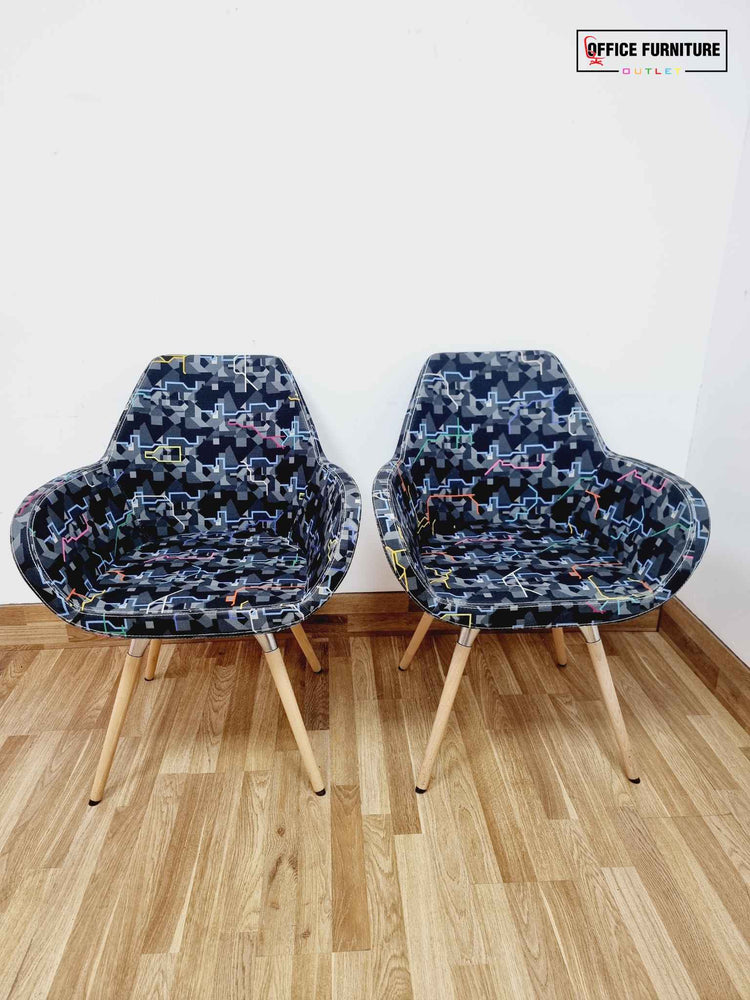 Profim Fan 10HW Tub Style Arm Chairs - Black/Multi Retro - Set of Two