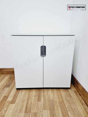 White Low-Level Double Door Storage Cabinet