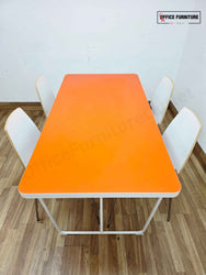 IKEA Rydeback Table with 4 Vilmar Chairs – White &  Orange Set