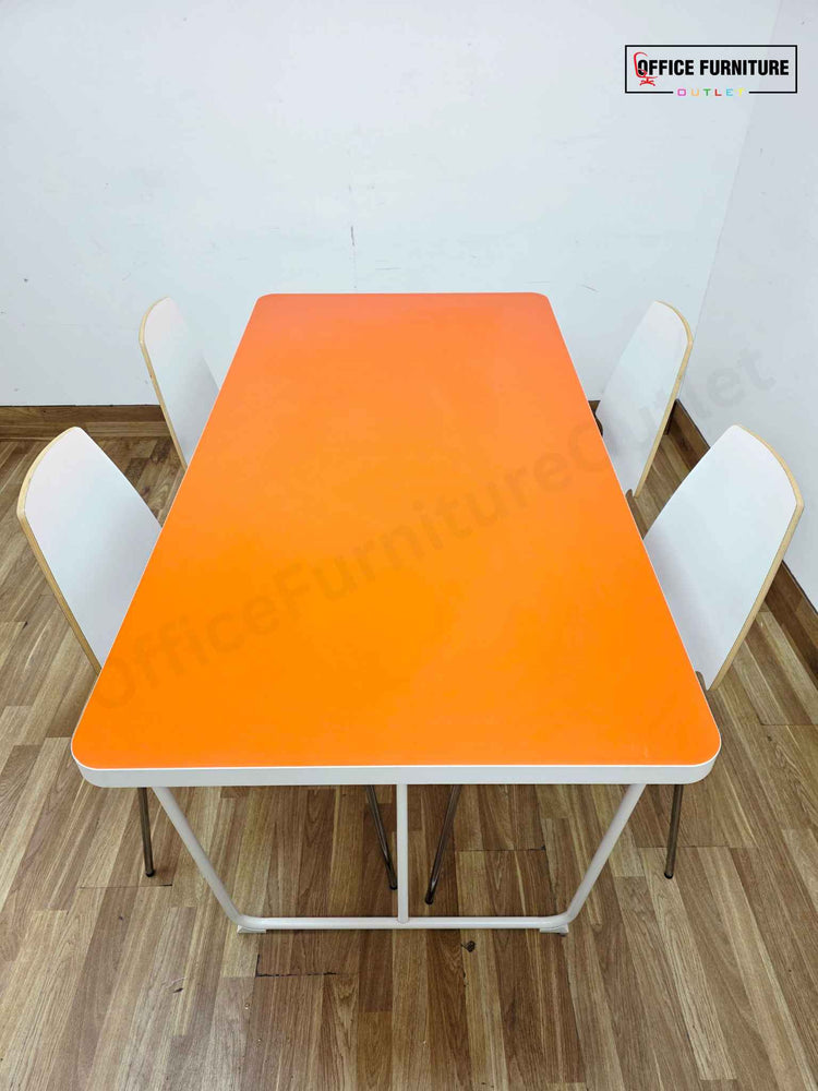 IKEA Rydeback Table with 4 Vilmar Chairs – White &  Orange Set