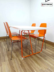 IKEA Rydeback Table with 4 Vilmar Chairs – Orange & White Set