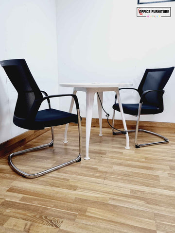 Two-Person Round Meeting Table with Sidiz Chairs