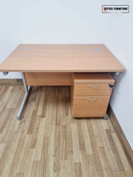 Beech Straight Desk with Two-Drawer Pedestal (120cm x 80cm)