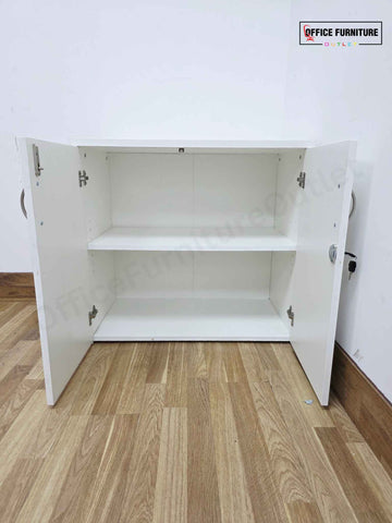 Low Level White Double Door Storage Cabinet (F)