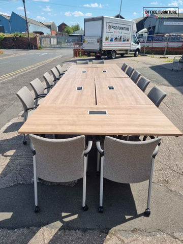 Set of Six Flip Top Tables with Fourteen Chairs