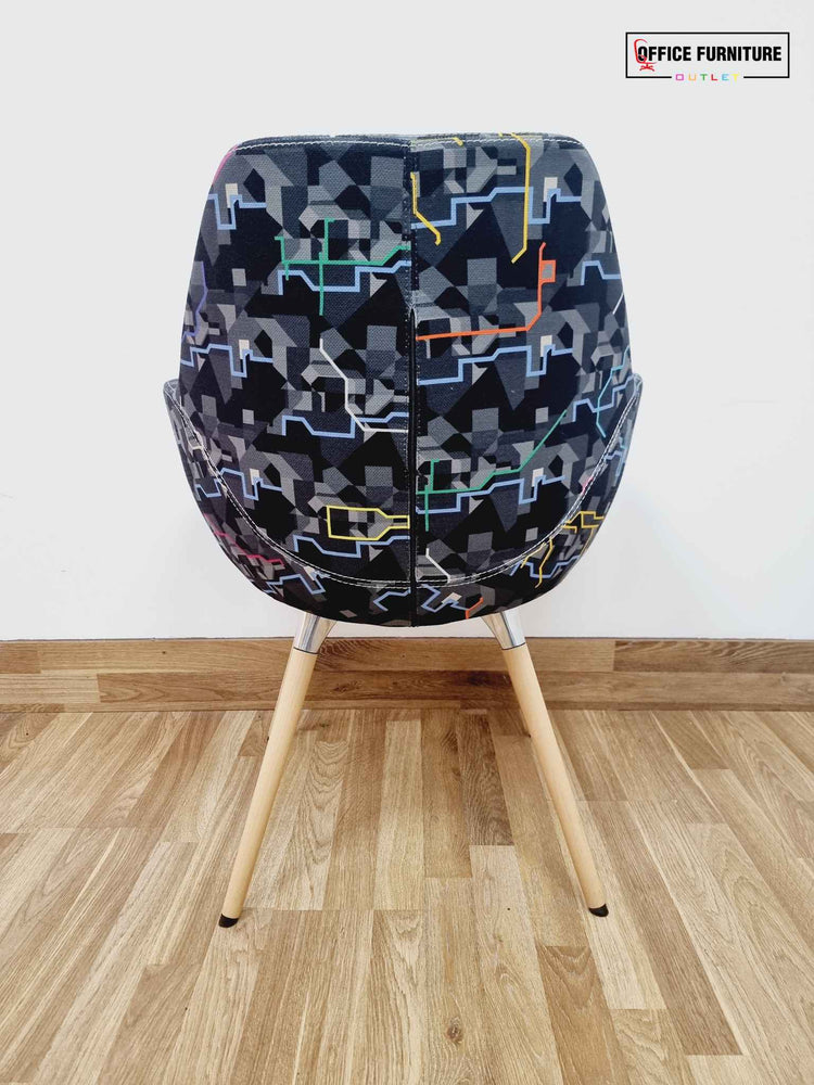 Profim Fan 10HW Tub Style Arm Chairs - Black/Multi Retro - Set of Two