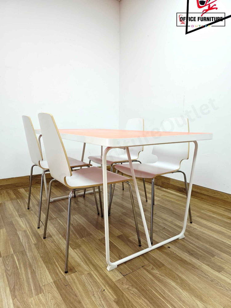 IKEA Rydeback Table with 4 Vilmar Chairs – White & Orange Set
