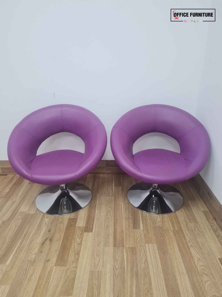 Set Of Two Faux Leather Purple Chairs (Pairs)