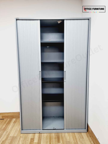 Large Steel Tambour Cabinet – Grey