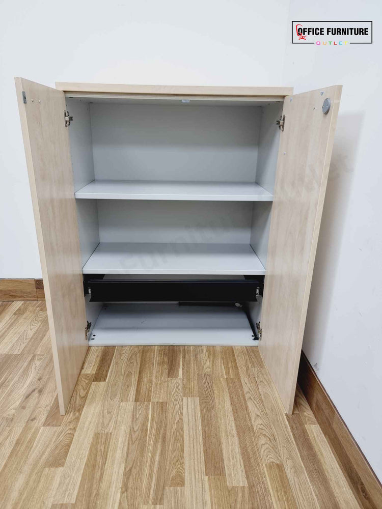 Maple Storage Cabinet with Shelves & Filing Drawer