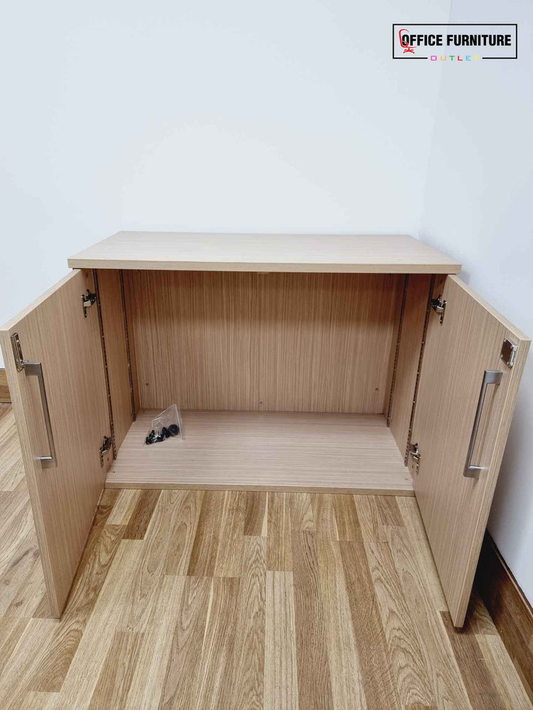 Brand New Low Double Door Storage Cabinet - Sand Zebrano
