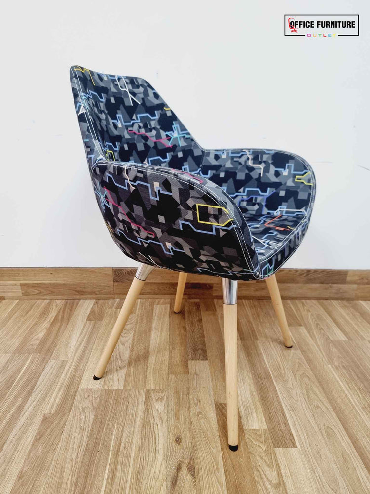 Profim Fan 10HW Tub Style Arm Chairs - Black/Multi Retro - Set of Two
