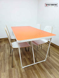 IKEA Rydeback Table with 4 Vilmar Chairs – White &  Orange Set