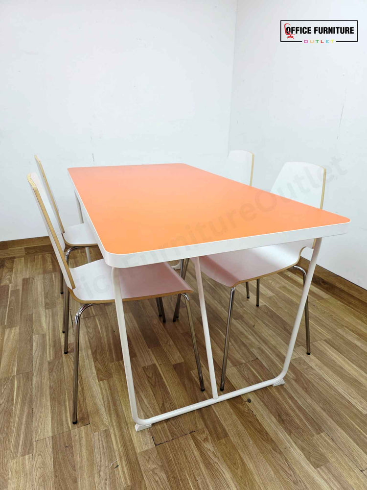 IKEA Rydeback Table with 4 Vilmar Chairs – White &  Orange Set