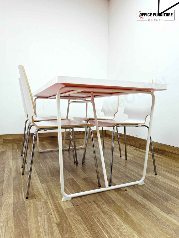 IKEA Rydeback Table with 4 Vilmar Chairs – White &  Orange Set