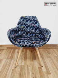 Profim Fan 10HW Tub Style Arm Chairs - Black/Multi Retro - Set of Two