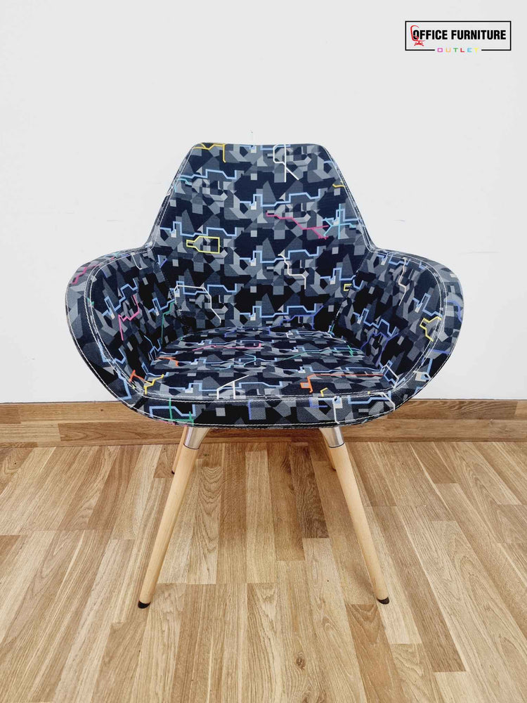 Profim Fan 10HW Tub Style Arm Chairs - Black/Multi Retro - Set of Two