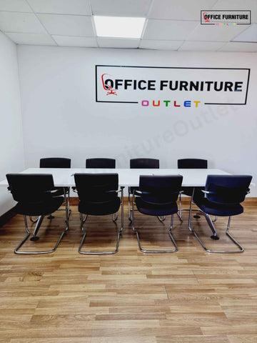 Eight Person Boardroom Table with Senator Chairs (280cm x 100cm)
