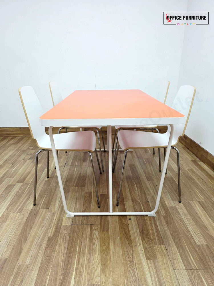 IKEA Rydeback Table with 4 Vilmar Chairs – White &  Orange Set