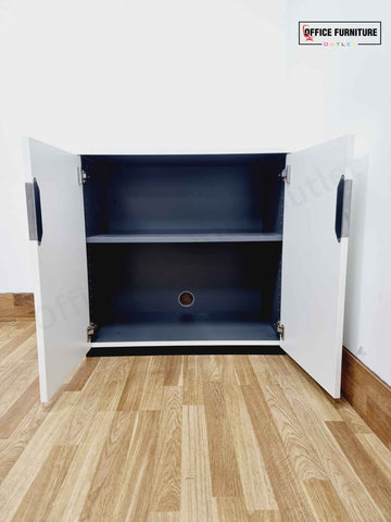 White Low-Level Double Door Storage Cabinet