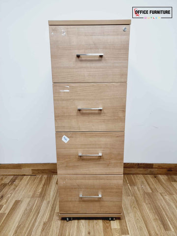 Four Drawer Wooden Filing Cabinet - Chestnut
