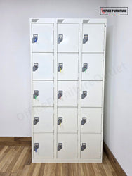15 Door White Metal Locker Storage Cabinet