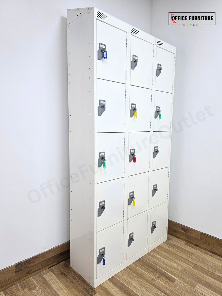 15 Door White Metal Locker Storage Cabinet