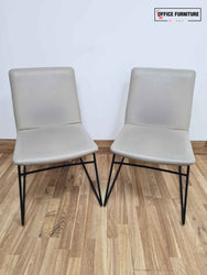 Pair Of Cream Faux Leather Visitor Chairs