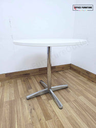 80cm White Round Meeting Table with Chrome Base & Central Cable Port (RT05)