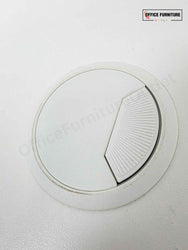 80cm White Round Meeting Table with Chrome Base & Central Cable Port (RT05)