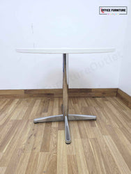 80cm White Round Meeting Table with Chrome Base & Central Cable Port (RT05)