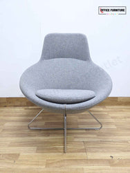 Allermuir Conic A632 Lounge Chairs – Pair – Soft Grey Upholstery with Headrests
