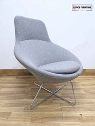 Allermuir Conic A632 Lounge Chairs – Pair – Soft Grey Upholstery with Headrests