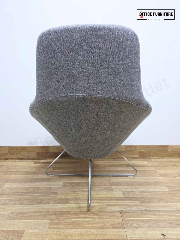 Allermuir Conic A632 Lounge Chairs – Pair – Soft Grey Upholstery with Headrests