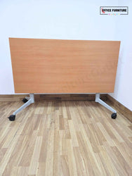 Beech Flip Top Table with Castors (160cm x 80cm) Mobile Training & Meeting Table