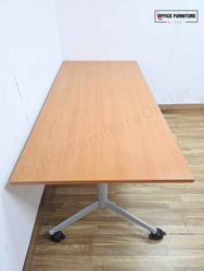 Beech Flip Top Table with Castors (160cm x 80cm) Mobile Training & Meeting Table