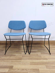 Billiani Doll Steel 554 Upholstered Sled Base Chairs – Pair (Blue)