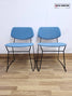 Billiani Doll Steel 554 Upholstered Sled Base Chairs – Pair (Blue)