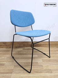 Billiani Doll Steel 554 Upholstered Sled Base Chairs – Pair (Blue)