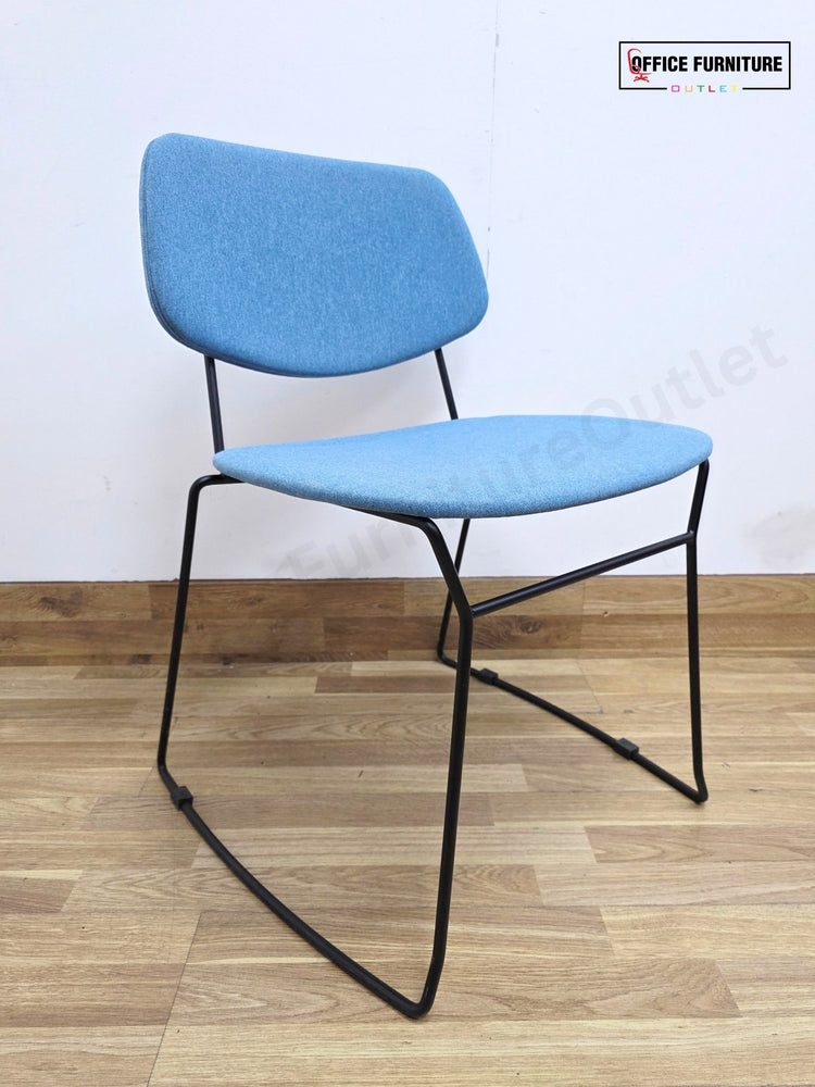 Billiani Doll Steel 554 Upholstered Sled Base Chairs – Pair (Blue)